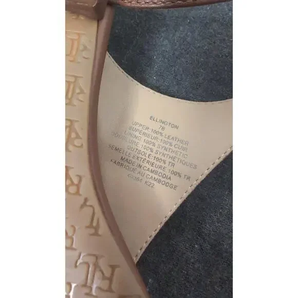 Lauren Ralph Lauren Ellington Sandals 7B Brown Leather RL Logo Thong T Strap - Picture 6 of 6